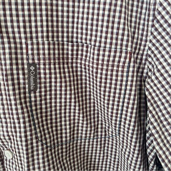 Columbia Brown White Checks Long Sleeve 100% Cotton Button Down Dress Shirt - Picture 4 of 7